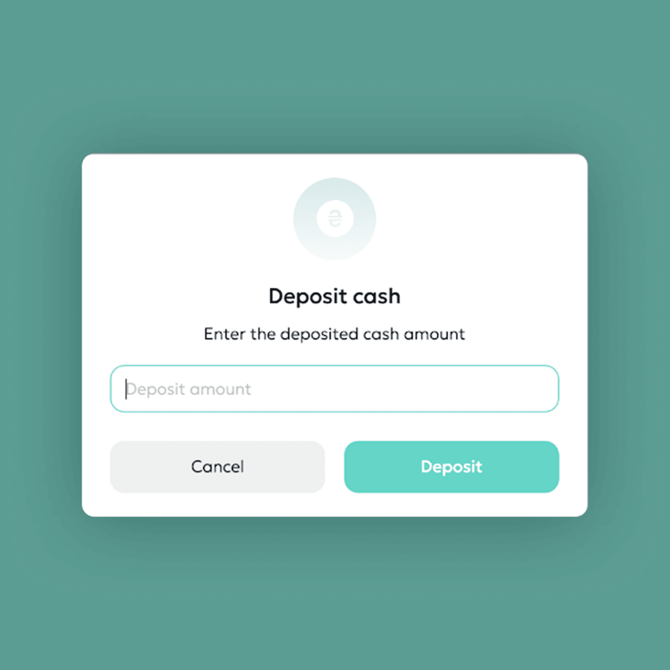 The “Deposit cash” interface developed by WebbyLab