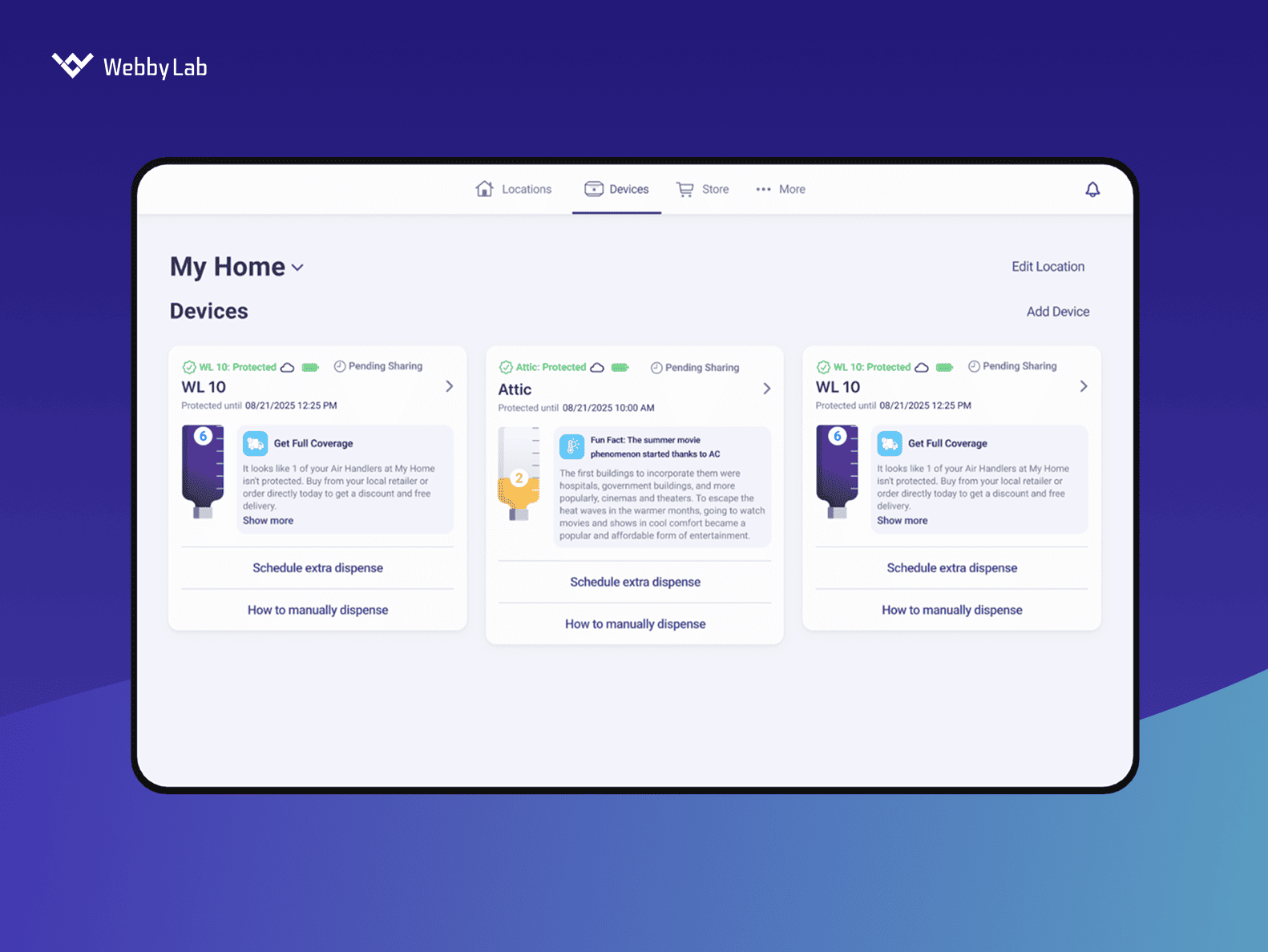 An Smart Automated A/C DLC Web-View hybrid IoT application built by WebbyLab.