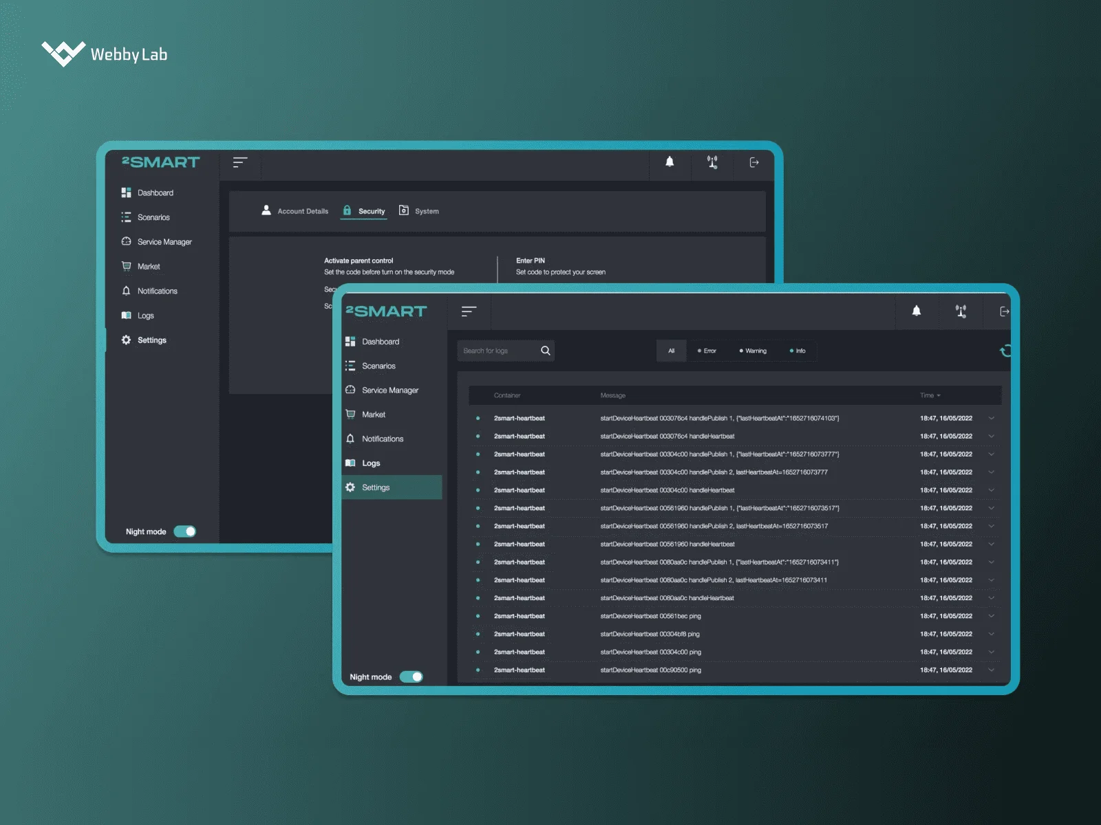 The 2Smart Standalone automation platform web app, developed based on the IoT architecture with MQTT.