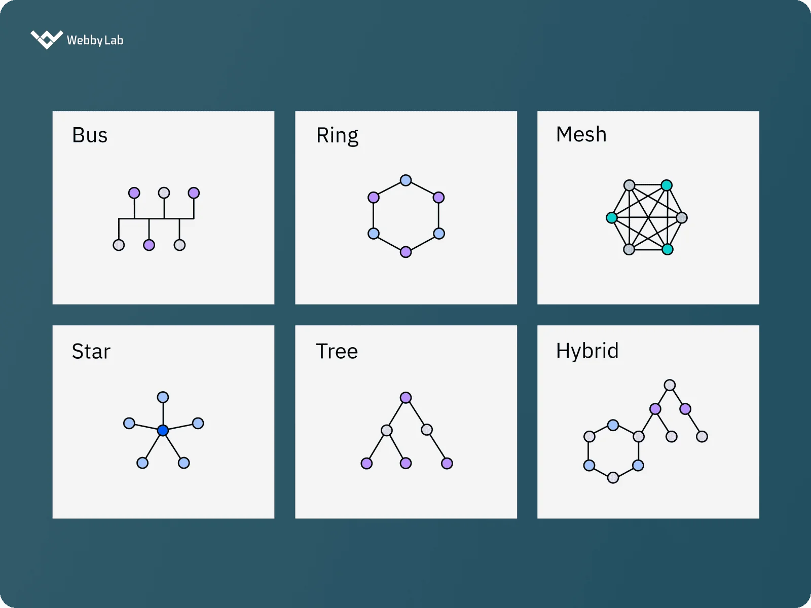 Mesh network and other main types of network topologies