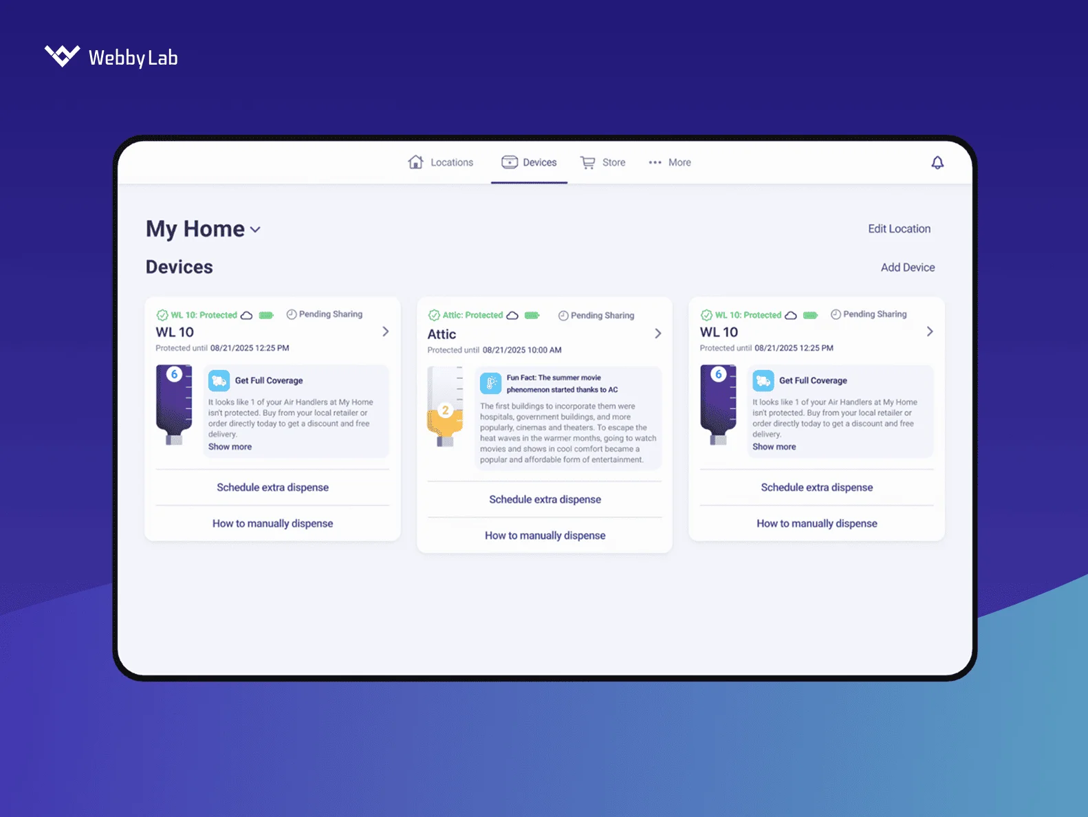 An Smart Automated A/C DLC Web-View hybrid IoT application built by WebbyLab.