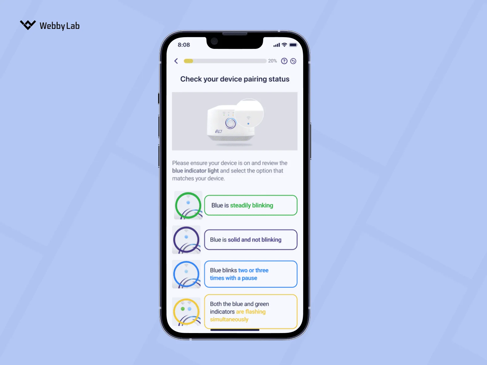 An IoT device connectivity status