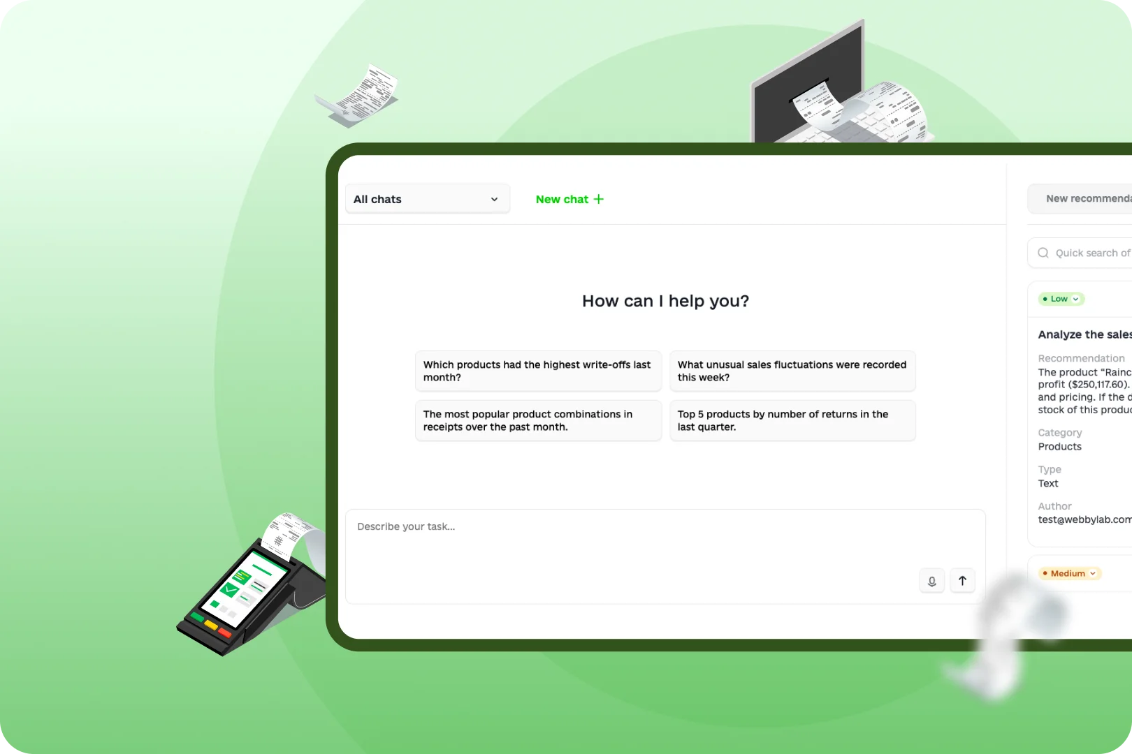 Admin panel AI Agent for POS